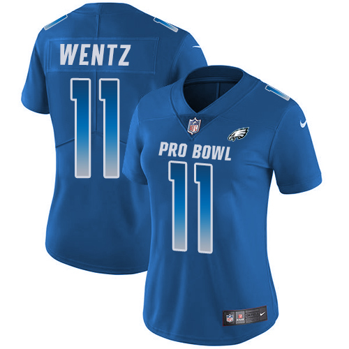Nike Eagles #11 Carson Wentz Royal Women's Stitched NFL Limited NFC 2018 Pro Bowl Jersey - Click Image to Close